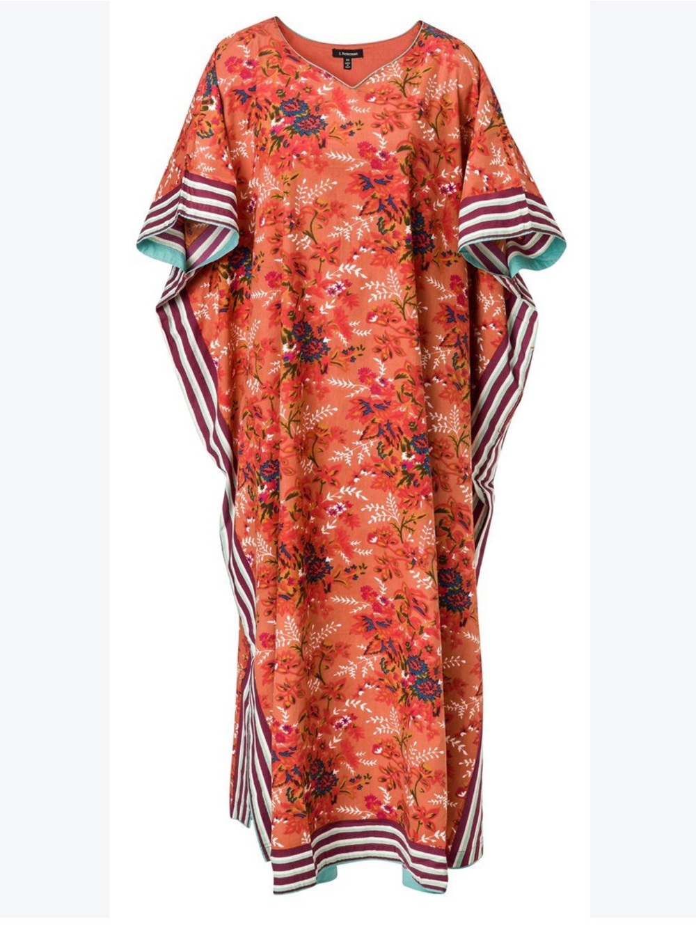 J. Peterman Vintage Floral Caftan Kaftan Boho Cottom Roper Dress One Size